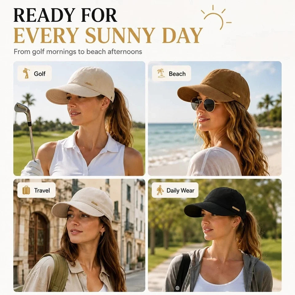 Women's Wide Brim Sun Visor Hat UPF 50+ Adjustable