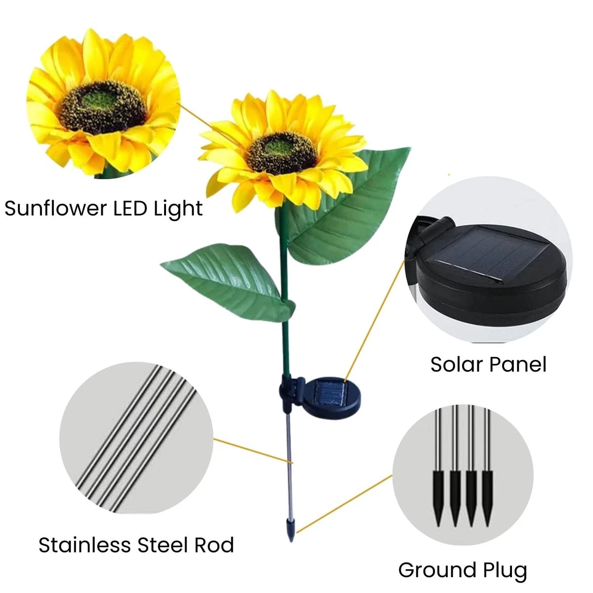 Solar Sunflower Garden Light – Outdoor LED Pathway Stake