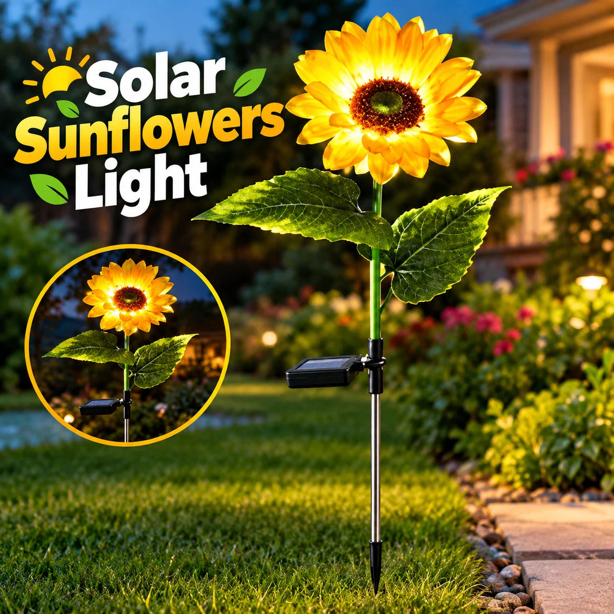 Solar Sunflower Garden Light – Outdoor LED Pathway Stake