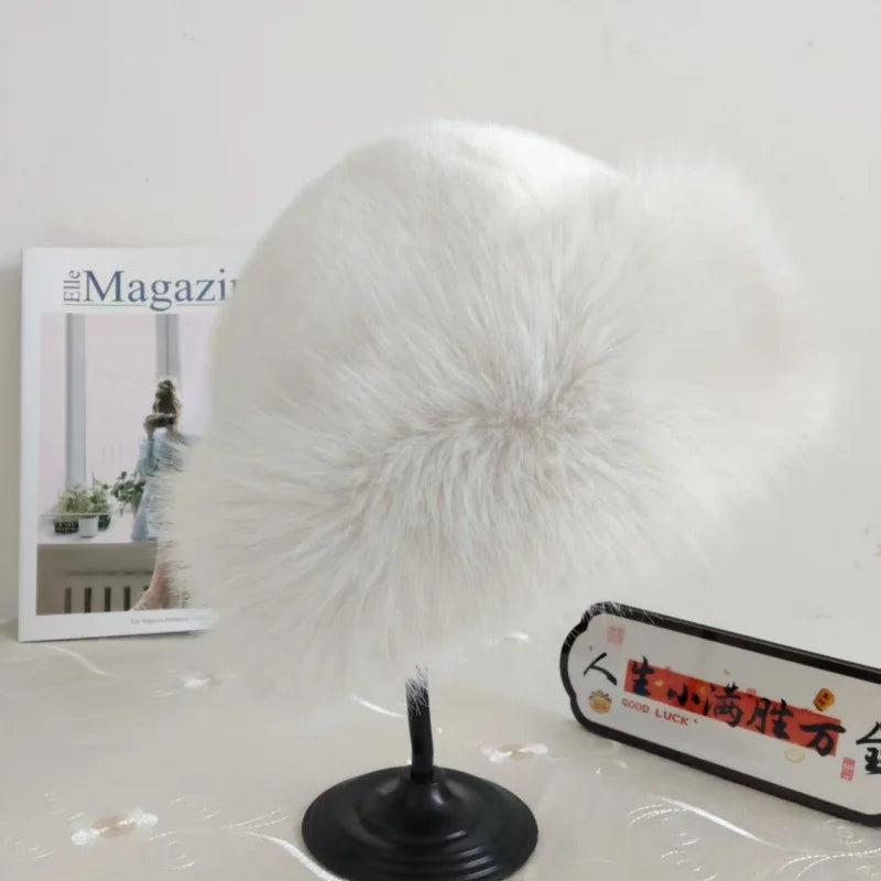 Thicken Plush Warm Fur Hat for Women Fluffy Beanie Winter Warm Thick Hat Mongolian Caps for Cold Weather Snow Caps