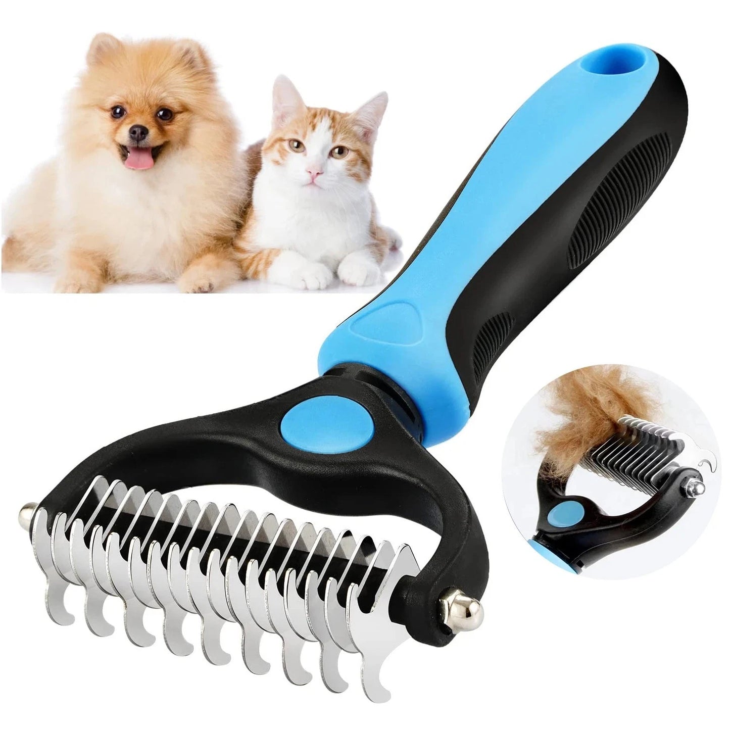 Pet Deshedding Brush for Dogs Cats Undercoat Grooming Fur Removal Tool