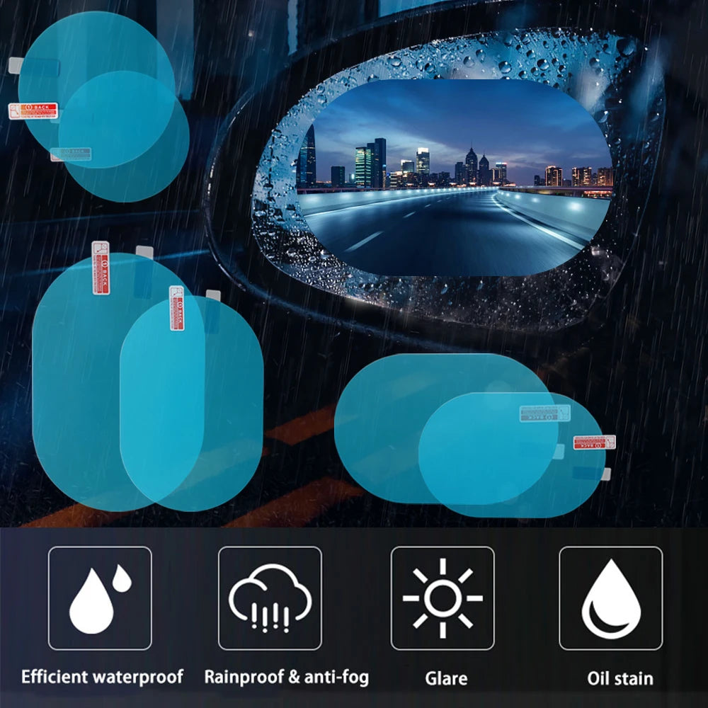 Car Rearview Mirror Film Side Window Rainproof Clear Film 2Pcs anti Fog Window Mirror Protective Sticker Car Accessories