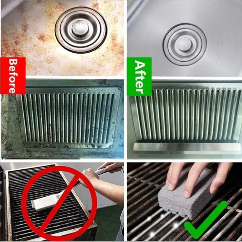BBQ Grill Cleaning Brush Brick Block Barbecue Cleaning Stone Pumice Brick for Barbecue Rack Outdoor Kitchen BBQ Tools Mangal