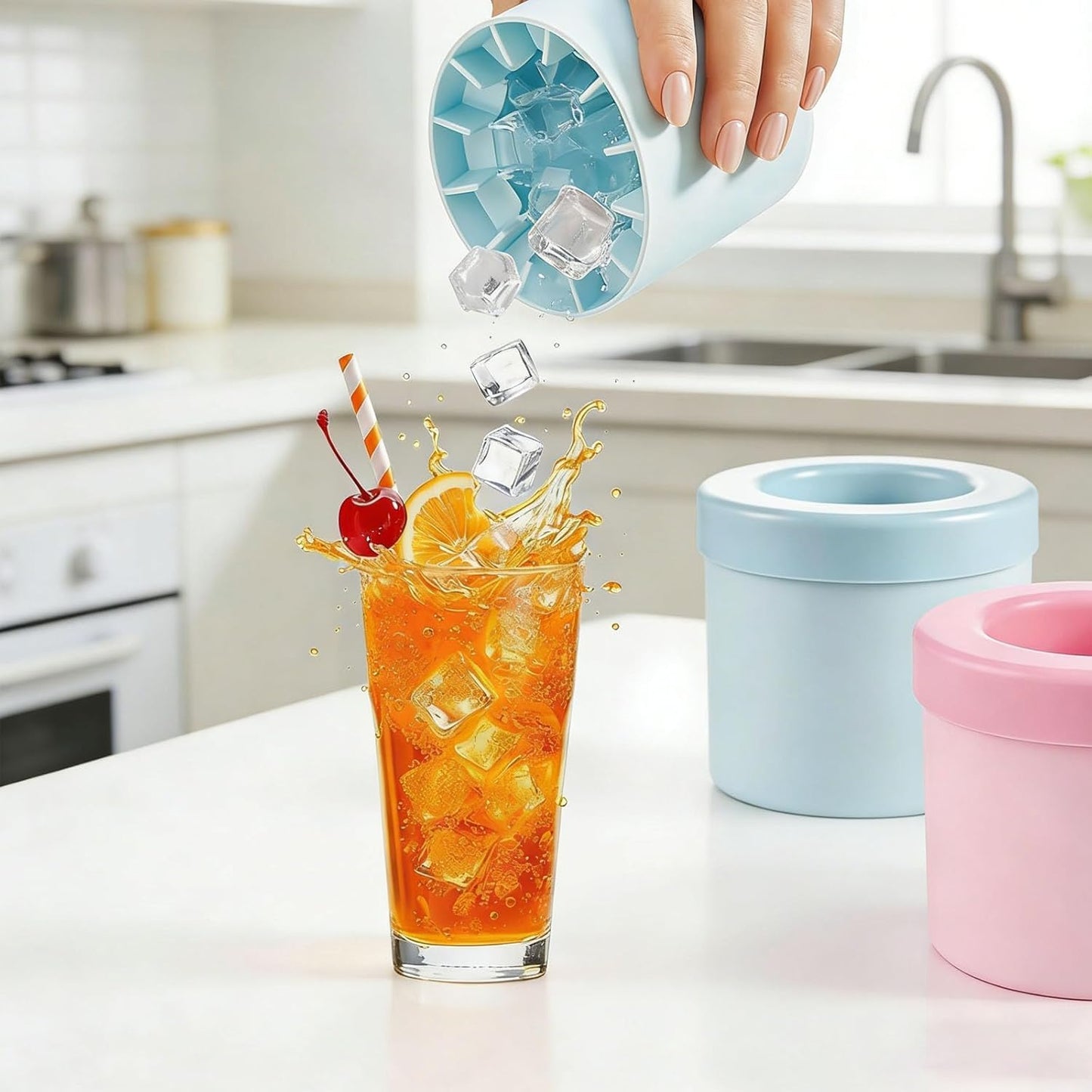 Ice Cube Maker Tray Ice Crusher Mold Quick Release Kitchen Ice Maker