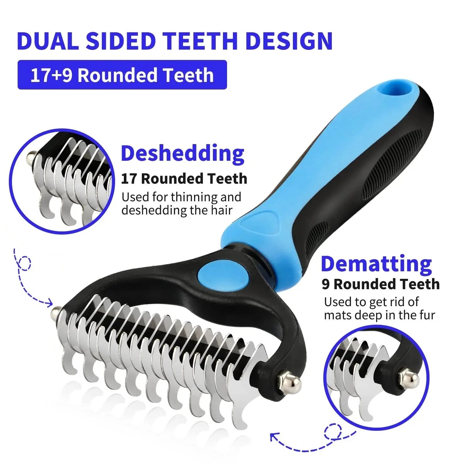 Pet Deshedding Brush for Dogs Cats Undercoat Grooming Fur Removal Tool