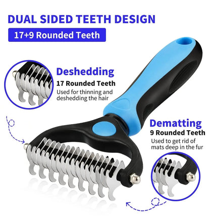 Pet Deshedding Brush for Dogs Cats Undercoat Grooming Fur Removal Tool
