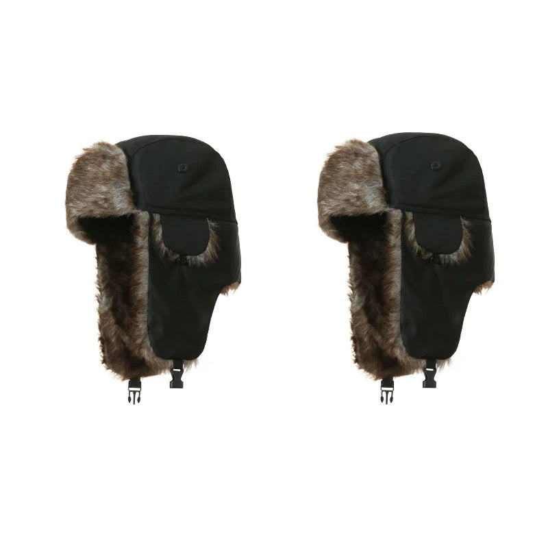 Unisex Warm Mens Women Trapper Cap Aviator Trooper Earflap Winter Flaps Ski Hat New Bomber Hats Russian Faux Fur Hats