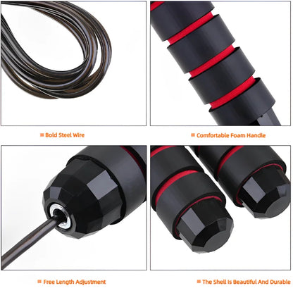 1PCS the New Jump Rope Steel Wire Skipping Exercise Adjustable Jumping Fitness Workout Training Home Sport Equipment Tangle-Free