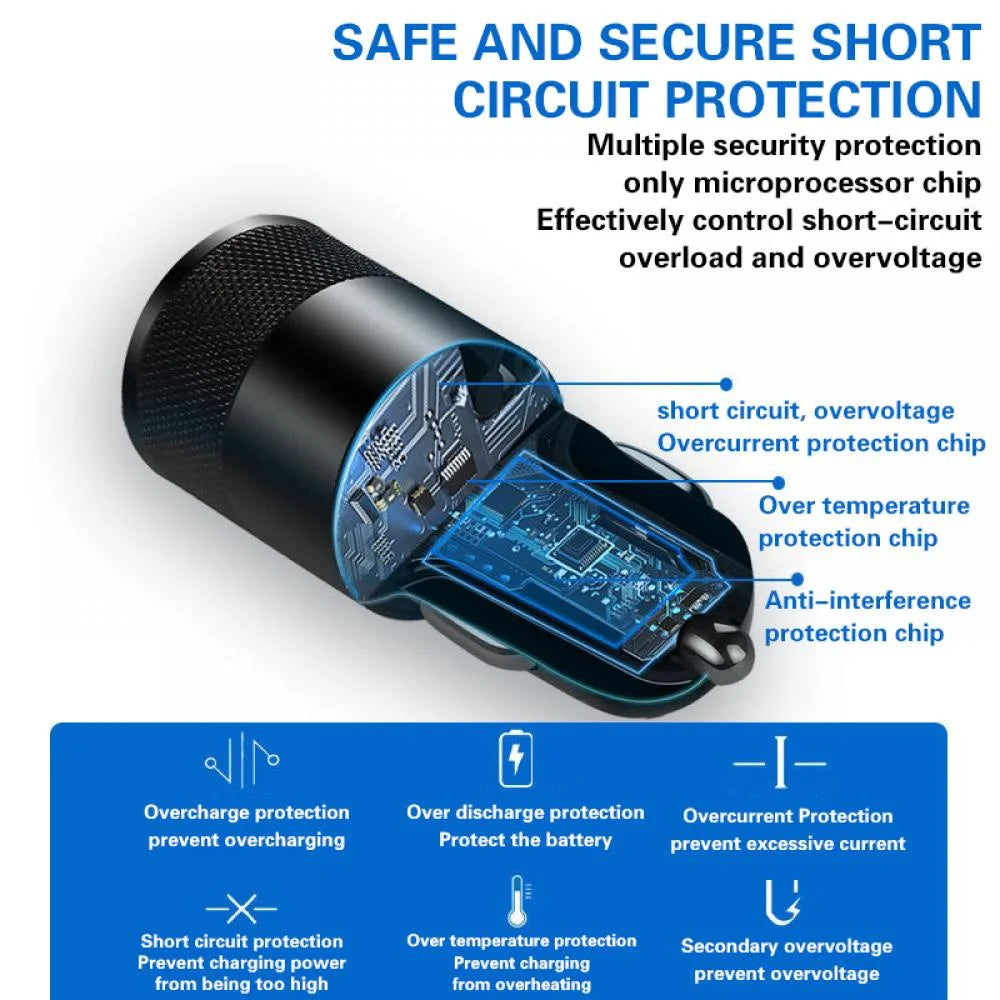 66W USB Car Charger Type C Fast Charging Phone Adapter for Xiaomi Huawei PD Phone Charger Car Adapter Socket Cigarette Lighter