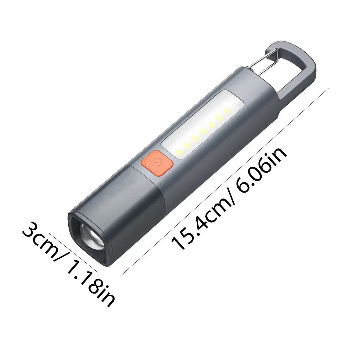 Portable Strong Lighting ABS Flashlamp with Telescopic Focus USB Charging EDC Camping Torch Outdoor Hanging COB Side Lamp