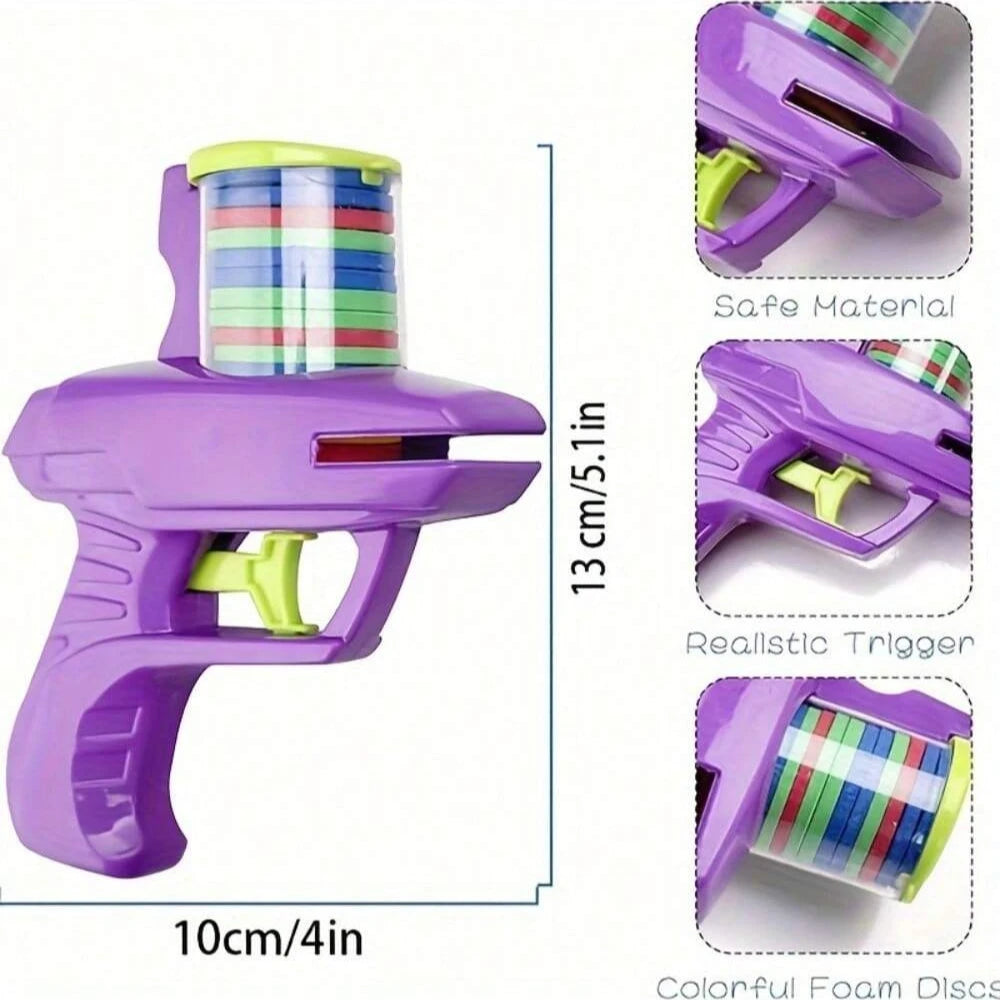 1Pc Foam Disc Launcher Flying Disc Handheld Shooter Indoor Shooting Game Outdoor Backyard Toy for Boys and Girls Birthday Gift