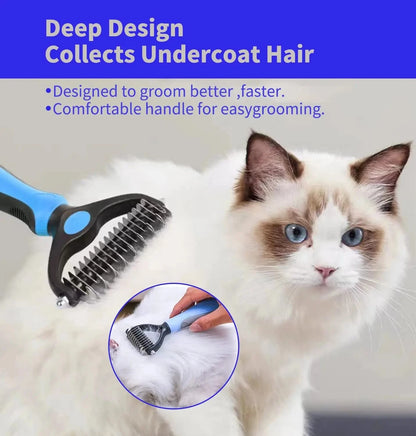 Pet Deshedding Brush for Dogs Cats Undercoat Grooming Fur Removal Tool