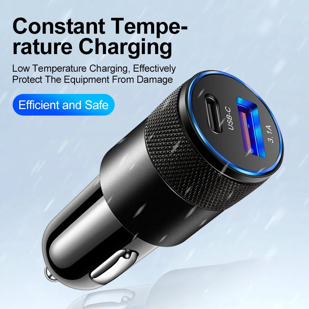 66W USB Car Charger Type C Fast Charging Phone Adapter for Xiaomi Huawei PD Phone Charger Car Adapter Socket Cigarette Lighter