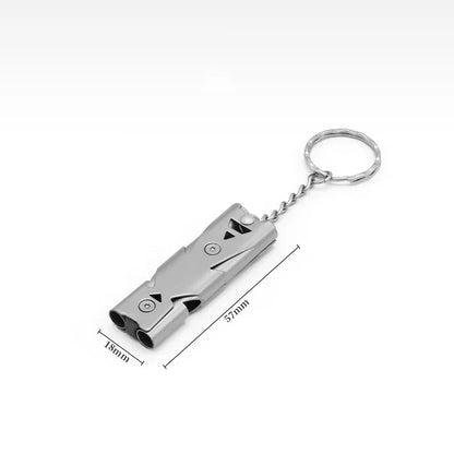 150DB Double Tube High-Frequency High Decibel Survival Whistle Outdoor Rescue Steel Metal Survie Accessories Hiking Tool Travel