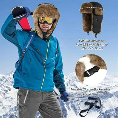 Unisex Warm Mens Women Trapper Cap Aviator Trooper Earflap Winter Flaps Ski Hat New Bomber Hats Russian Faux Fur Hats