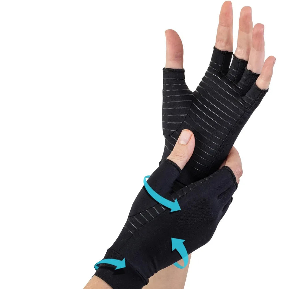 1Pair Copper Arthritis Gloves for Hand Pain Relief, Rheumatoid Osteoarthritis, Swelling, Carpal Tunnel, Compression Gloves