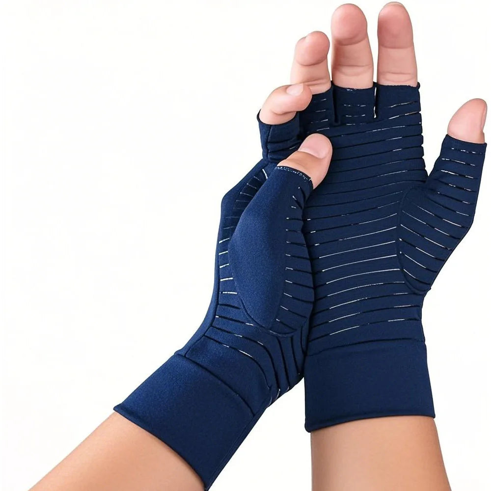 1Pair Copper Arthritis Gloves for Hand Pain Relief, Rheumatoid Osteoarthritis, Swelling, Carpal Tunnel, Compression Gloves