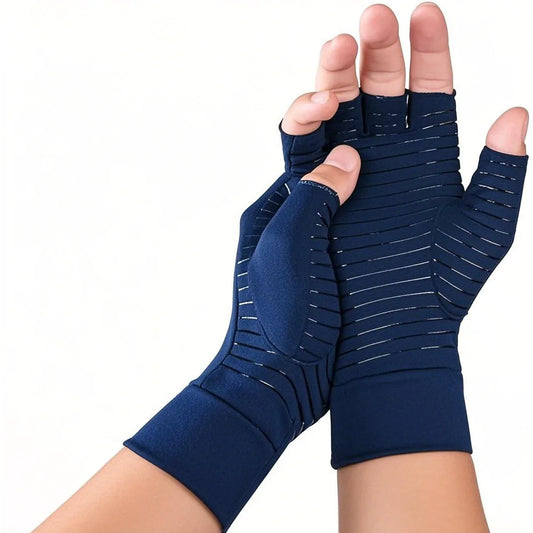1Pair Copper Arthritis Gloves for Hand Pain Relief, Rheumatoid Osteoarthritis, Swelling, Carpal Tunnel, Compression Gloves