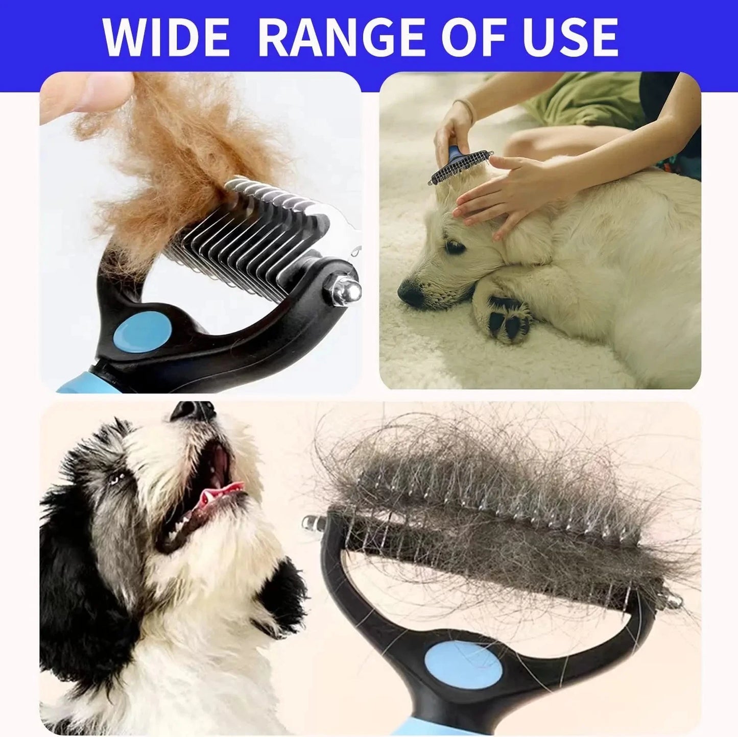 Pet Deshedding Brush for Dogs Cats Undercoat Grooming Fur Removal Tool