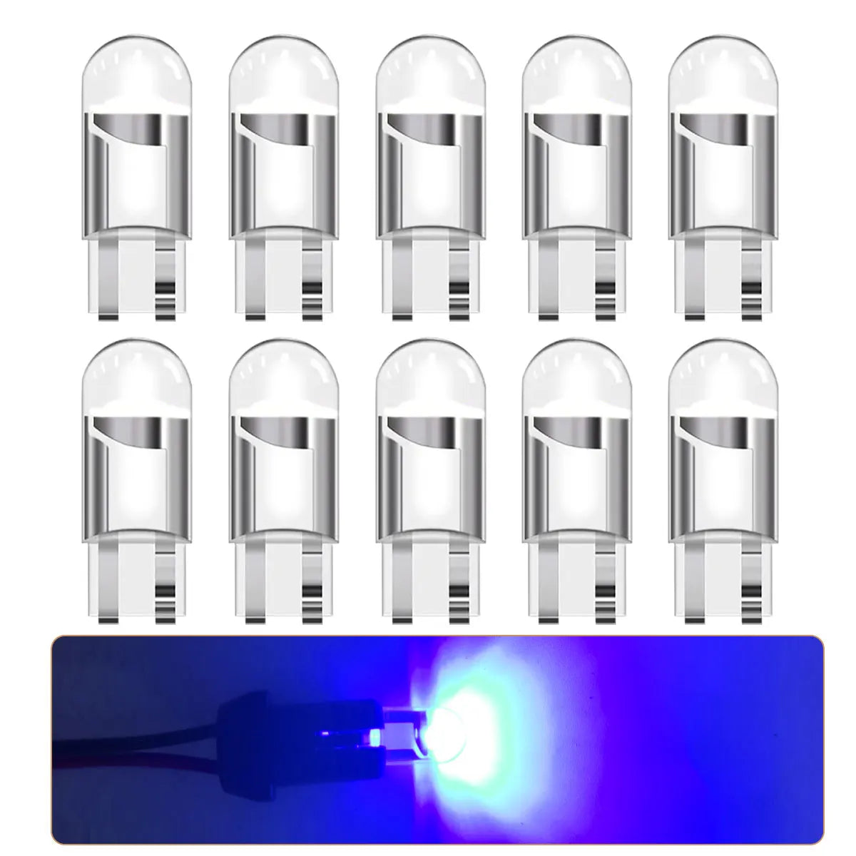 10PCS Fully Transparent Design W5W T10 WY5W 192 194 168 LED Car Bulbs for Automotive Reading Width Clearance Turn Signal Lights