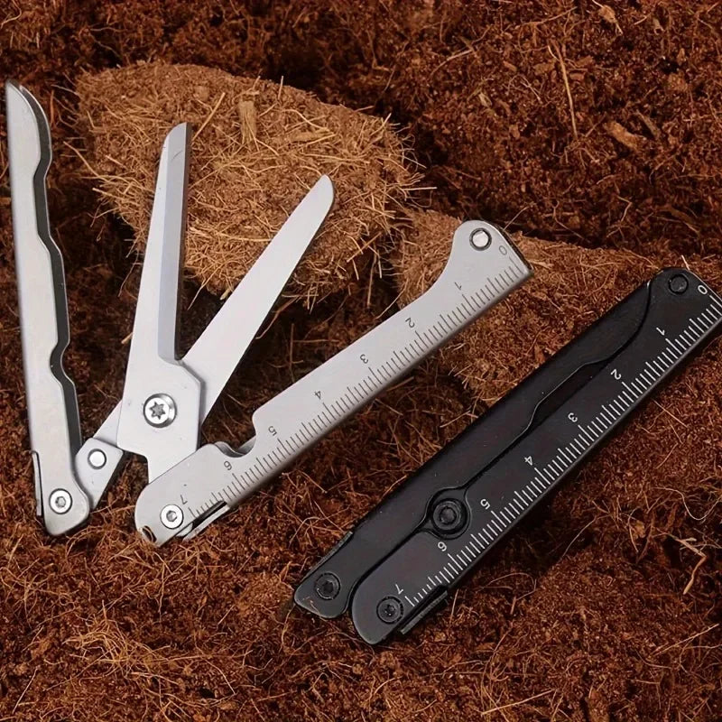 Portable Multifunctional Folding Scissors, Stainless Steel Outdoor Survival Tool for Camping Fishing Hunting