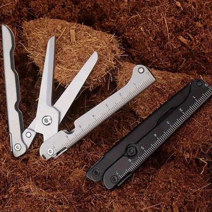 Portable Multifunctional Folding Scissors, Stainless Steel Outdoor Survival Tool for Camping Fishing Hunting