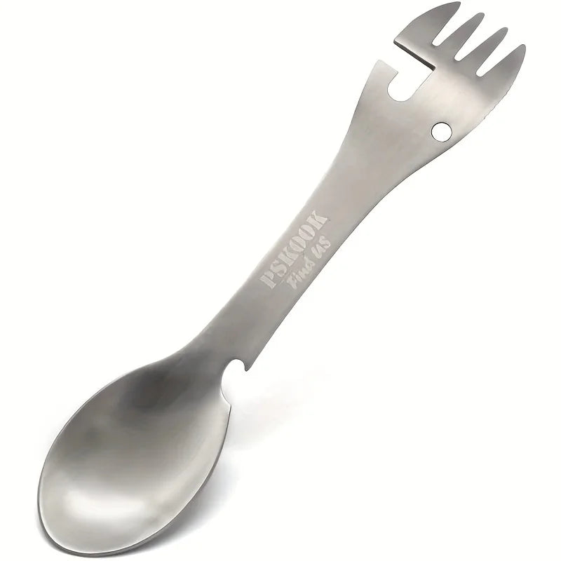 Outdoor Survival Tools 5 in 1 Camping Multi-Functional EDC Kit Practical Fork Knife Spoon Bottle/Can Opener