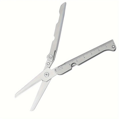 Portable Multifunctional Folding Scissors, Stainless Steel Outdoor Survival Tool for Camping Fishing Hunting