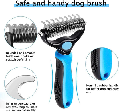 Pet Deshedding Brush for Dogs Cats Undercoat Grooming Fur Removal Tool