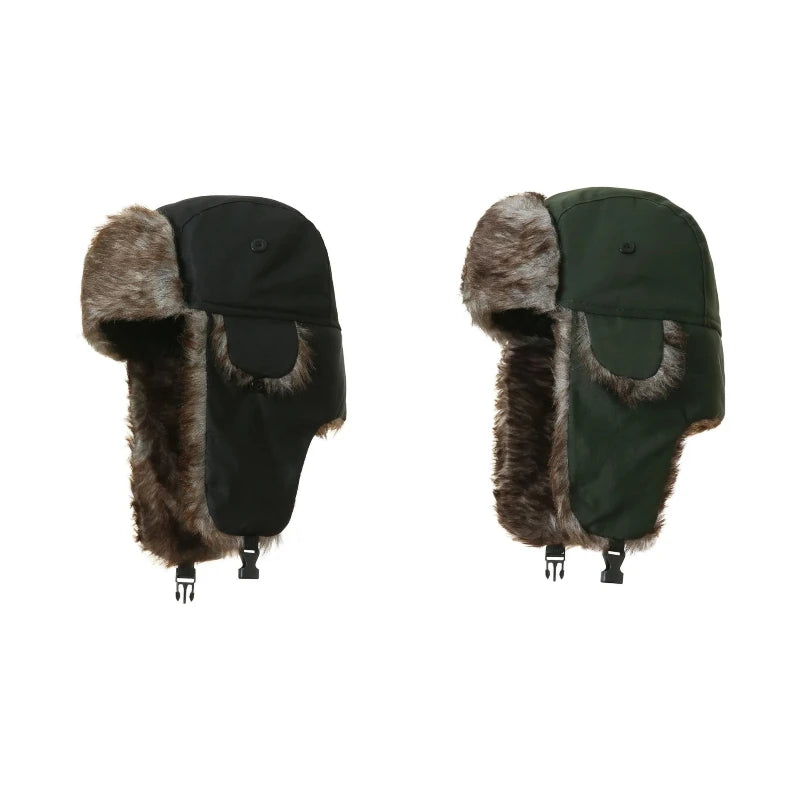 Unisex Warm Mens Women Trapper Cap Aviator Trooper Earflap Winter Flaps Ski Hat New Bomber Hats Russian Faux Fur Hats