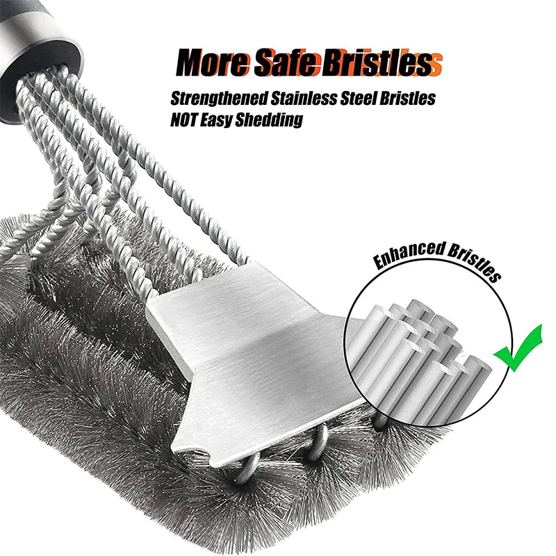 Safe Grill Brush and Scraper with Deluxe Handle 18 Inch Grill Cleaner Brush Stainless Steel Bristle Grill Brush JT61