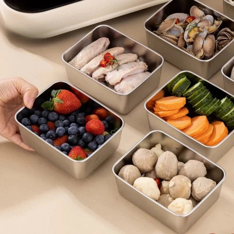 6-Piece Stainless Steel Food Storage Containers Set with Lids - Leakproof, Stackable & Reusable for Camping, Picnics, School