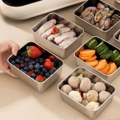 6-Piece Stainless Steel Food Storage Containers Set with Lids - Leakproof, Stackable & Reusable for Camping, Picnics, School