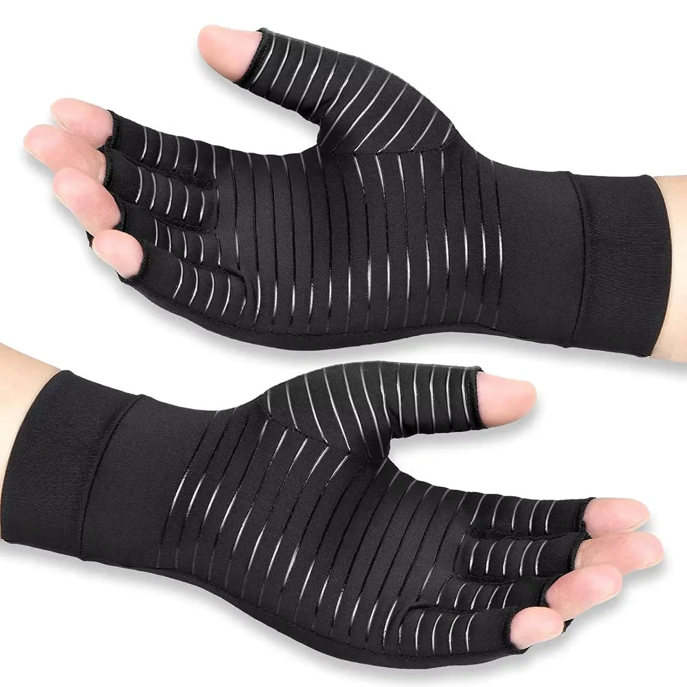 1Pair Copper Arthritis Gloves for Hand Pain Relief, Rheumatoid Osteoarthritis, Swelling, Carpal Tunnel, Compression Gloves