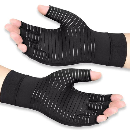 1Pair Copper Arthritis Gloves for Hand Pain Relief, Rheumatoid Osteoarthritis, Swelling, Carpal Tunnel, Compression Gloves