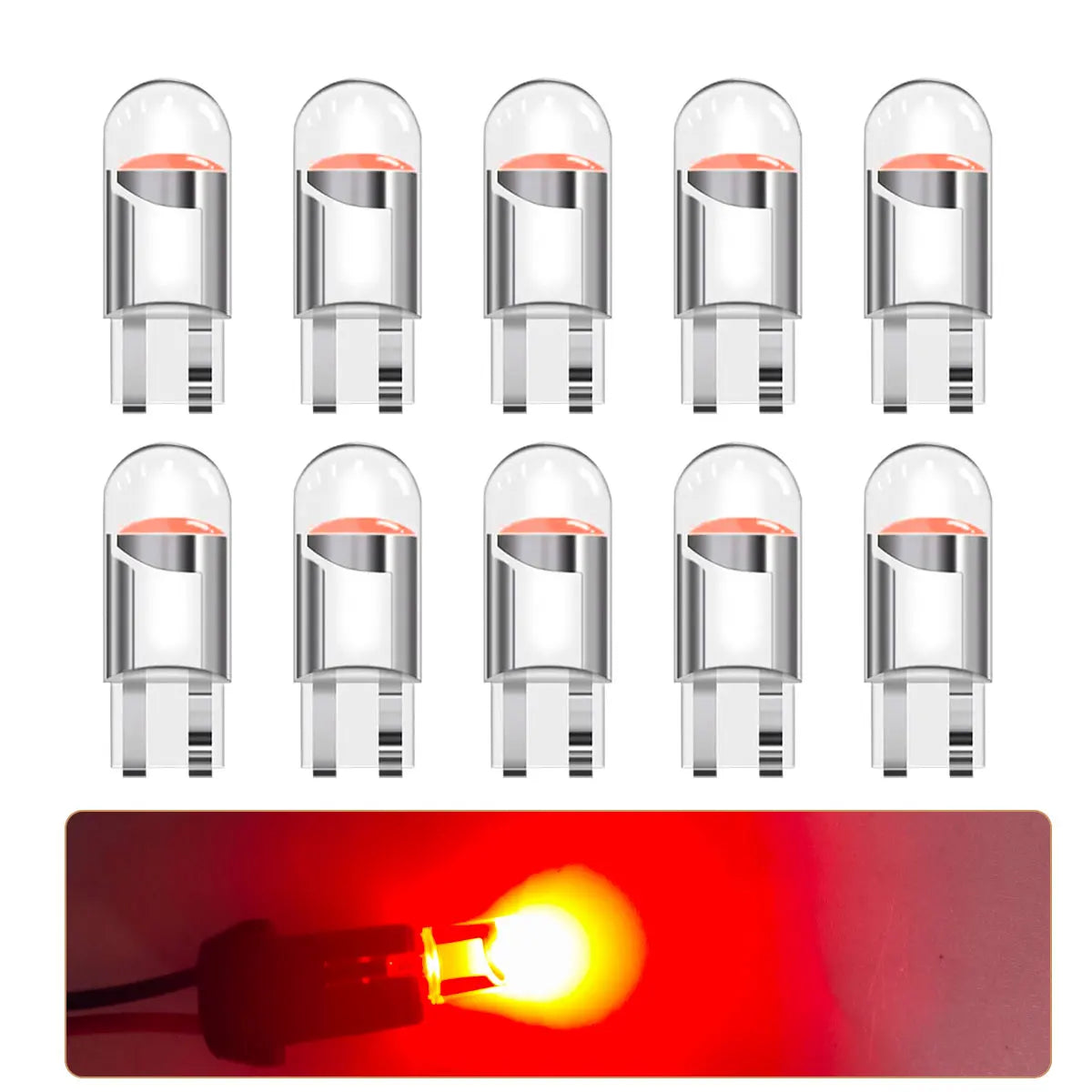 10PCS Fully Transparent Design W5W T10 WY5W 192 194 168 LED Car Bulbs for Automotive Reading Width Clearance Turn Signal Lights