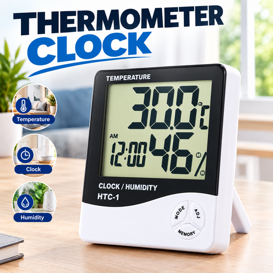 HTC-1 Digital Thermometer & Hygrometer Clock Alarm