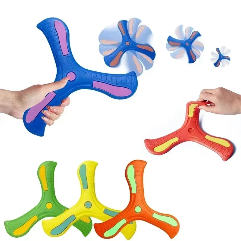 Boomerang Soft Three-Leaf Cross with Night Light Outdoor Toy Flying Disc Adult-Kids Interactive Sports Toy Puzzle Gift for Kids