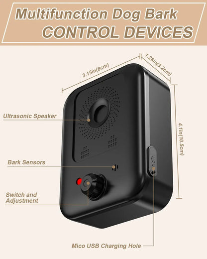 Automatic Anti-Barking Device for Dog Barking Control, Rechargeable Ultrasonic Dog Barking Deterrent Device, Outdoor and Indoor