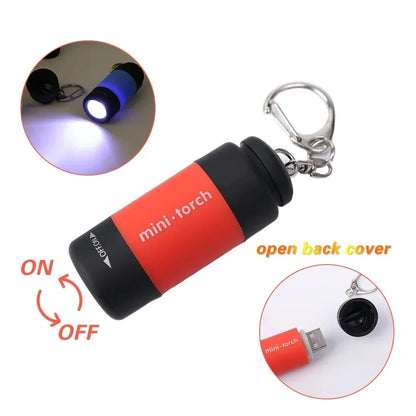 1PC Mini Keychain Lamp USB Rechargeable LED Multifunctional Strong Light Pocket Keychain Flashlight Home Outdoor Hiking Camping