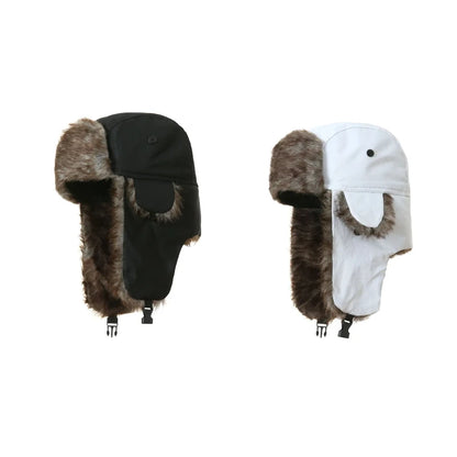 Unisex Warm Mens Women Trapper Cap Aviator Trooper Earflap Winter Flaps Ski Hat New Bomber Hats Russian Faux Fur Hats