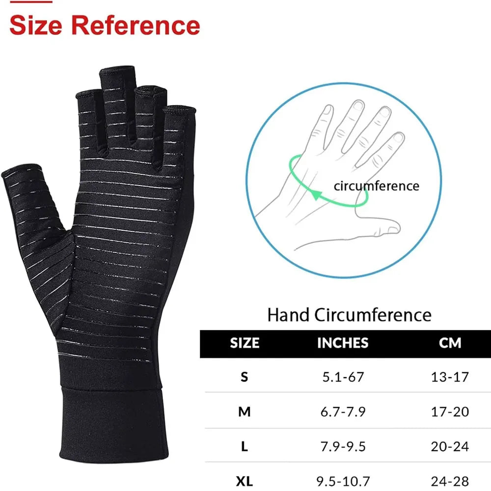 1Pair Copper Arthritis Gloves for Hand Pain Relief, Rheumatoid Osteoarthritis, Swelling, Carpal Tunnel, Compression Gloves