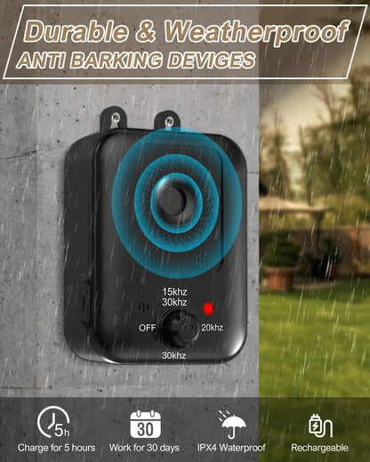 Automatic Anti-Barking Device for Dog Barking Control, Rechargeable Ultrasonic Dog Barking Deterrent Device, Outdoor and Indoor