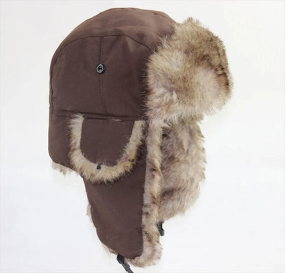 Unisex Warm Mens Women Trapper Cap Aviator Trooper Earflap Winter Flaps Ski Hat New Bomber Hats Russian Faux Fur Hats