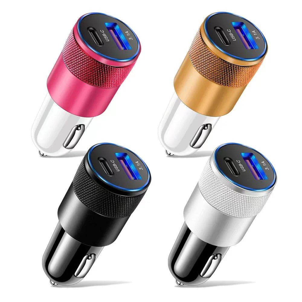 66W USB Car Charger Type C Fast Charging Phone Adapter for Xiaomi Huawei PD Phone Charger Car Adapter Socket Cigarette Lighter