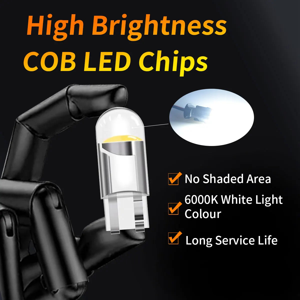 10PCS Fully Transparent Design W5W T10 WY5W 192 194 168 LED Car Bulbs for Automotive Reading Width Clearance Turn Signal Lights