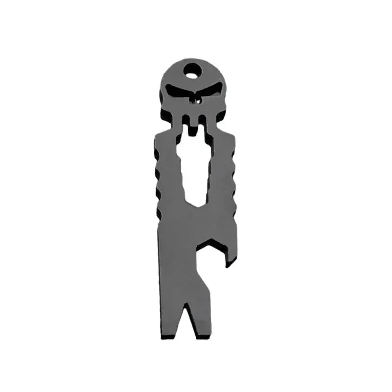 Stainless Steel Tactical EDC Multi-Function Skull Keychain Tool Pocket Carry on Outdoor Crowbar Screwdriver