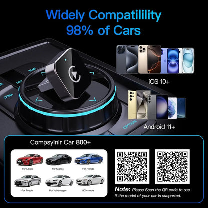 (2026 Upgraded) Wireless Carplay Adapter for Apple Iphone＆Android, Small Size,Plug and Play,Fast and Stable Connection Wireless
