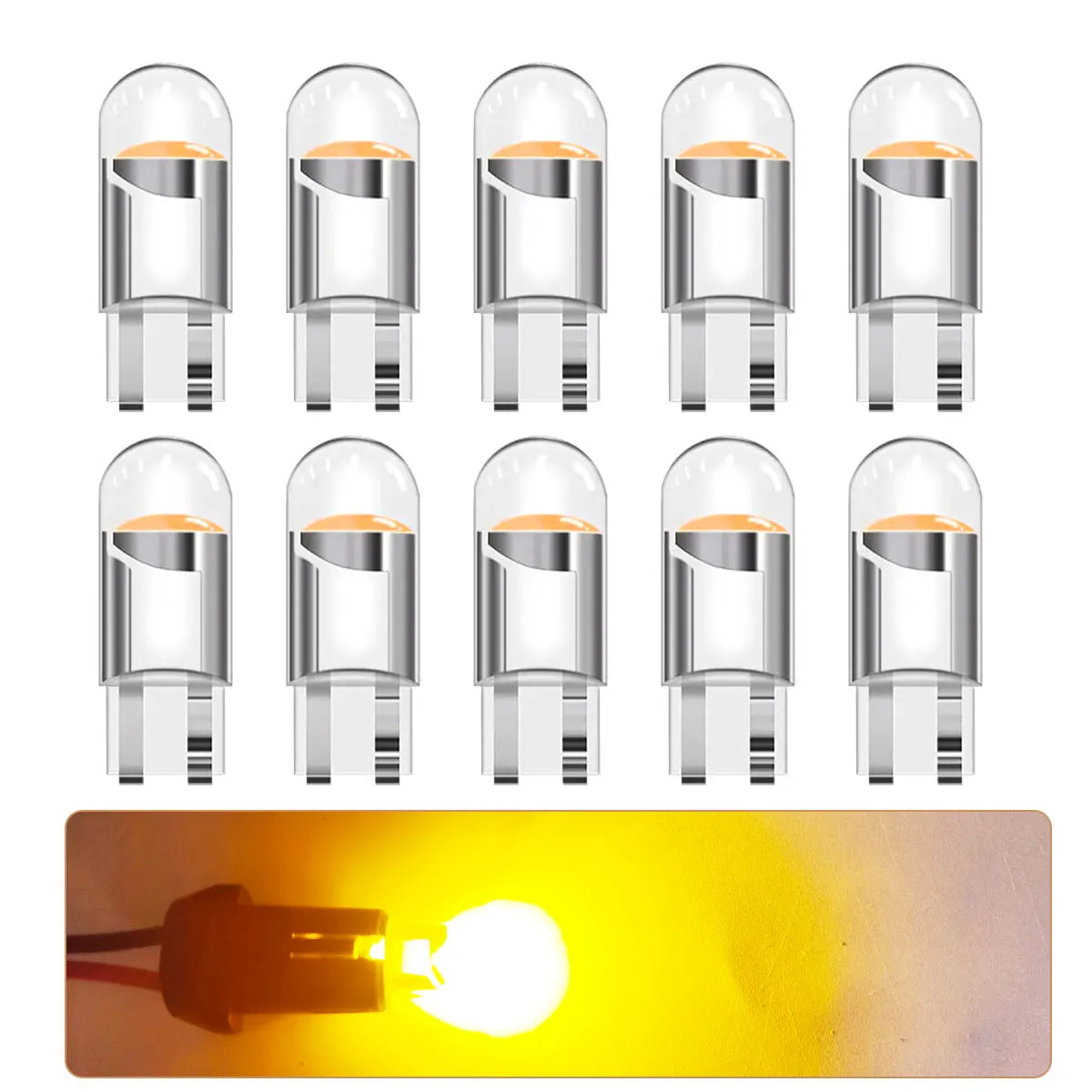 10PCS Fully Transparent Design W5W T10 WY5W 192 194 168 LED Car Bulbs for Automotive Reading Width Clearance Turn Signal Lights