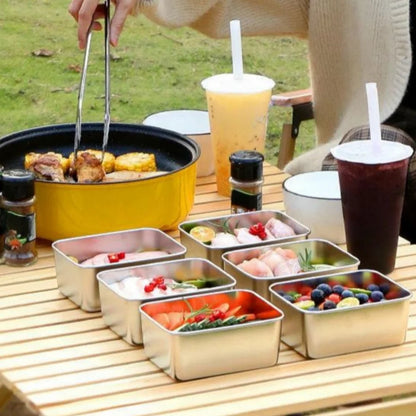 6-Piece Stainless Steel Food Storage Containers Set with Lids - Leakproof, Stackable & Reusable for Camping, Picnics, School